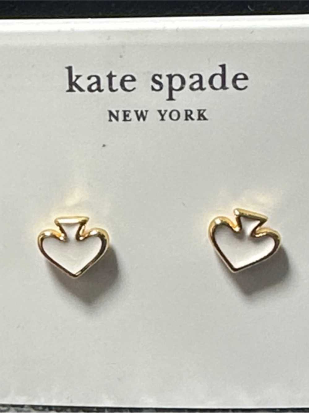 Kate Spade New York Gold Open Heart Stud Earrings | White Enamel |